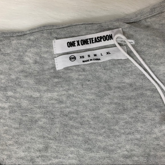 One Teaspoon Soft Haven Recycled Cotton Top Long Sleeves Grey Marl Size XXS - Picture 12 of 16